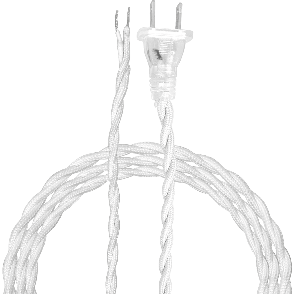 Twisted Rayon Lamp Cord 8 Ft Spt-1 Ul White 940684029754