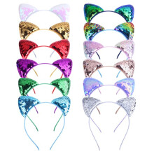 CDQ sequin cat ears headbands 12 pcs