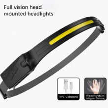 LED multifunkční vlnová indukční dobíjecí čelovka