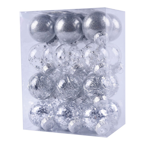 Staron silver Christmas ornaments 60mm 24 pcs