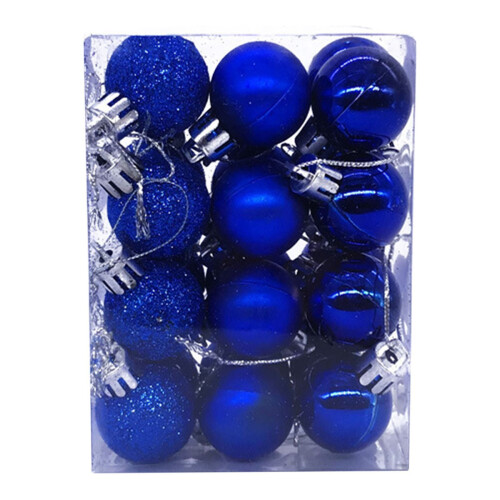 Christmas Ornaments Blue 30mm Shatterproof 24pcs