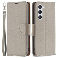 SKALO Litchi Wallet Case for Samsung S24 - Grey