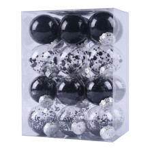 Staron black Christmas ornaments 60mm shatterproof 24 pcs