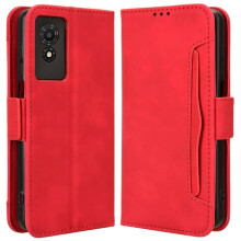 TCL 501 leather folio phone case with card slots - red