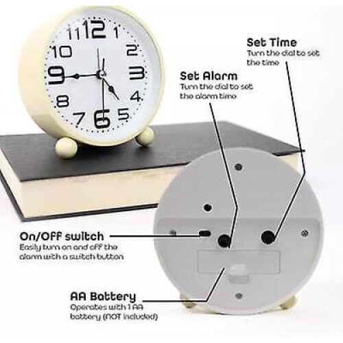 Metal Silent Alarm Clock with Large Numbers 1 Pack 2