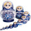 Russian Matryoshka Dolls Blue Handmade 10-Piece Set 1