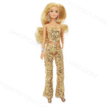 Barbie movie doll Margot Robbie gold disco jumpsuit 1 piece
