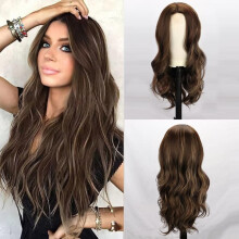 Brown long curly wig