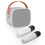 Portable karaoke set white with wireless microphones 1