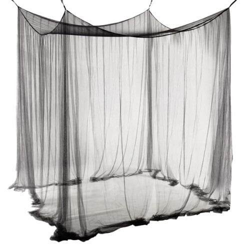 Black Double-Layer Mosquito Net for 4-Poster Beds