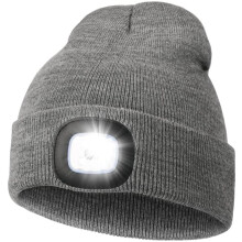 LED Beanie for Night Running and Cycling Grey