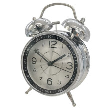 Retro Twin Bell Alarm Clock Silver