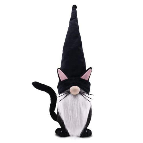 Sort kat julemandsgnome Halloween-dekoration 1 stk.
