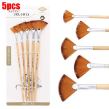 Conjunto de 5 canetas de guache em formato de leque com cerdas de nylon para pintura na cor laranja.