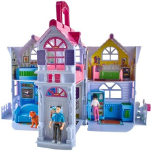Toy Dollhouse with Furniture and Family Figures Multi-Color