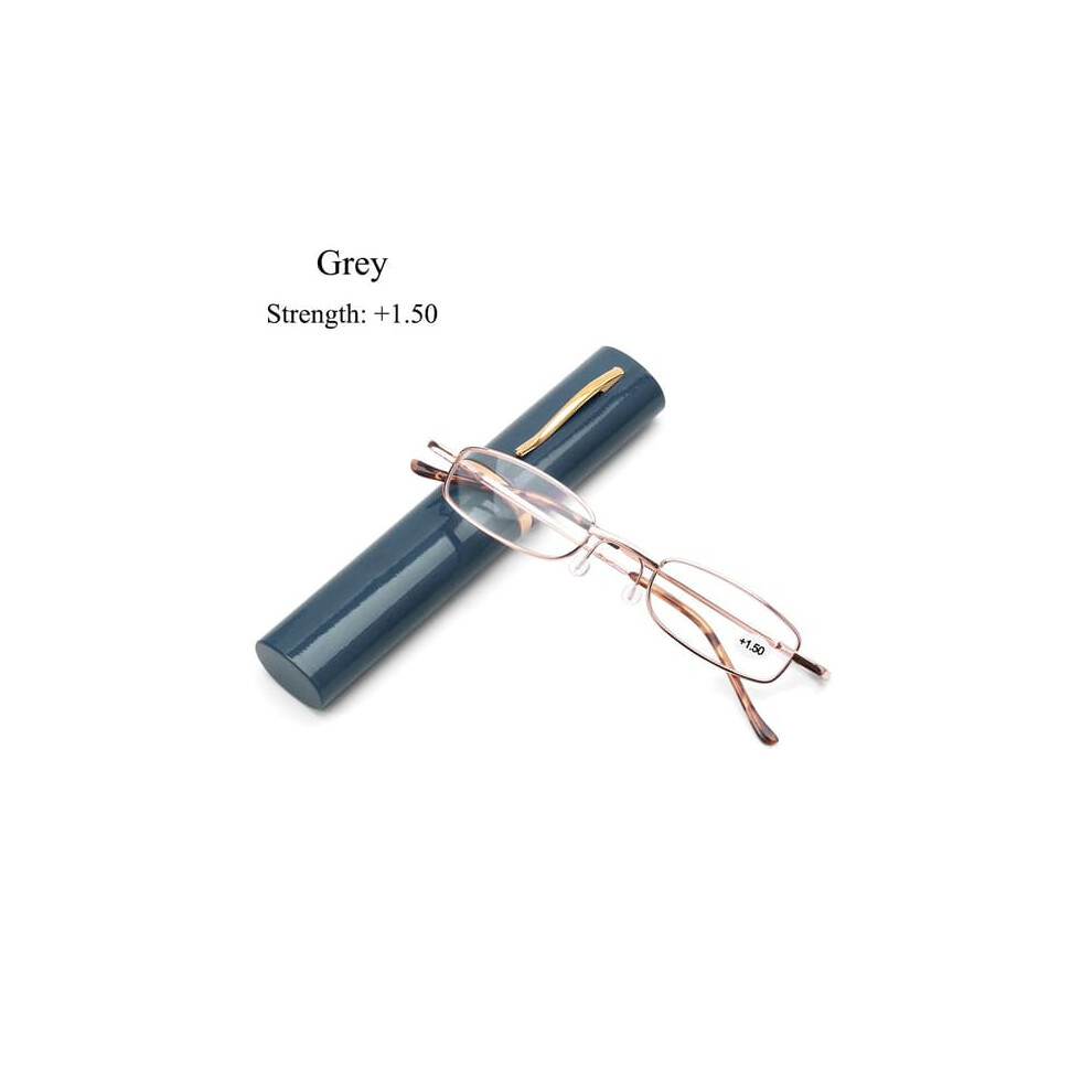Reading Glasses With Pen Case Strength 1.50 Gray 962125812442