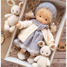 Waldorf doll handmade knitted plush toy 12 inch white