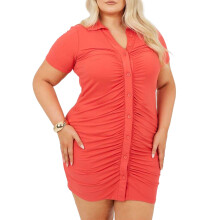 (18 UK, Cayenne) Brave Soul Womens/Ladies Collared Extra-Slim Mini Dress