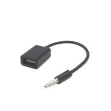 Black USB Aux Audio Cable Adapter 3.5mm Male to 2.0 Female
