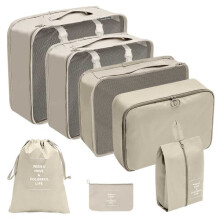 Reseorganisatör Packkuber för resväska 7 st väskinsatser Beige beige