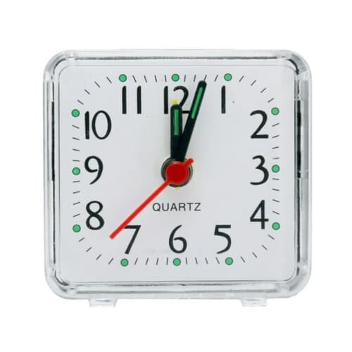 Square digital alarm clock white transparent case 1 piece