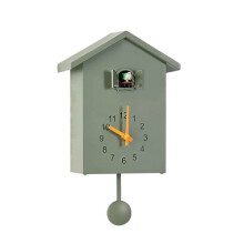 Modern hanging cuckoo wall clock with bird pattern