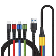 Cable USB 4 en 1 de carga rápida [120 cm de longitud] Cable multifunción para teléfonos Android con puerto Micro USB tipo C