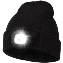 LED USB Hat for Night Running and Cycling Black