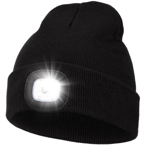 LED USB Hat for Night Running and Cycling Black