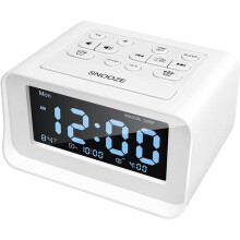 Digital Alarm Clock with Dual Alarm and 2 USB Ports White