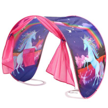 Bed Tent with Multicolor Curtains and Decorative Motif