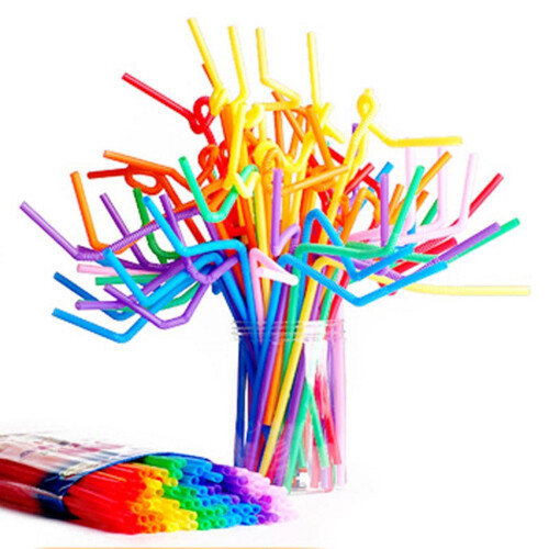 Plastic drinking straws flexible bendy 100 pcs 1