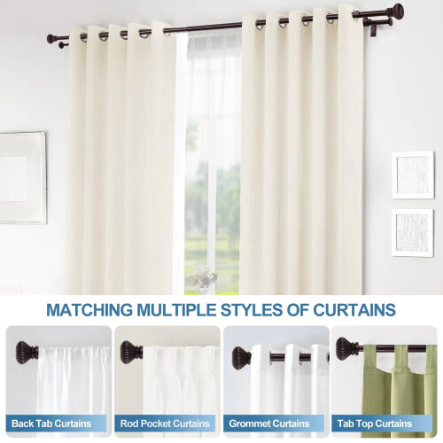 Set de bare de perdea duble Urbanest cu bilă canelată, 5/8", 84"-120", bronz 2