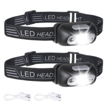 USB Rechargeable Headlamp IPX6 Waterproof 160 Lumen 2-Pack