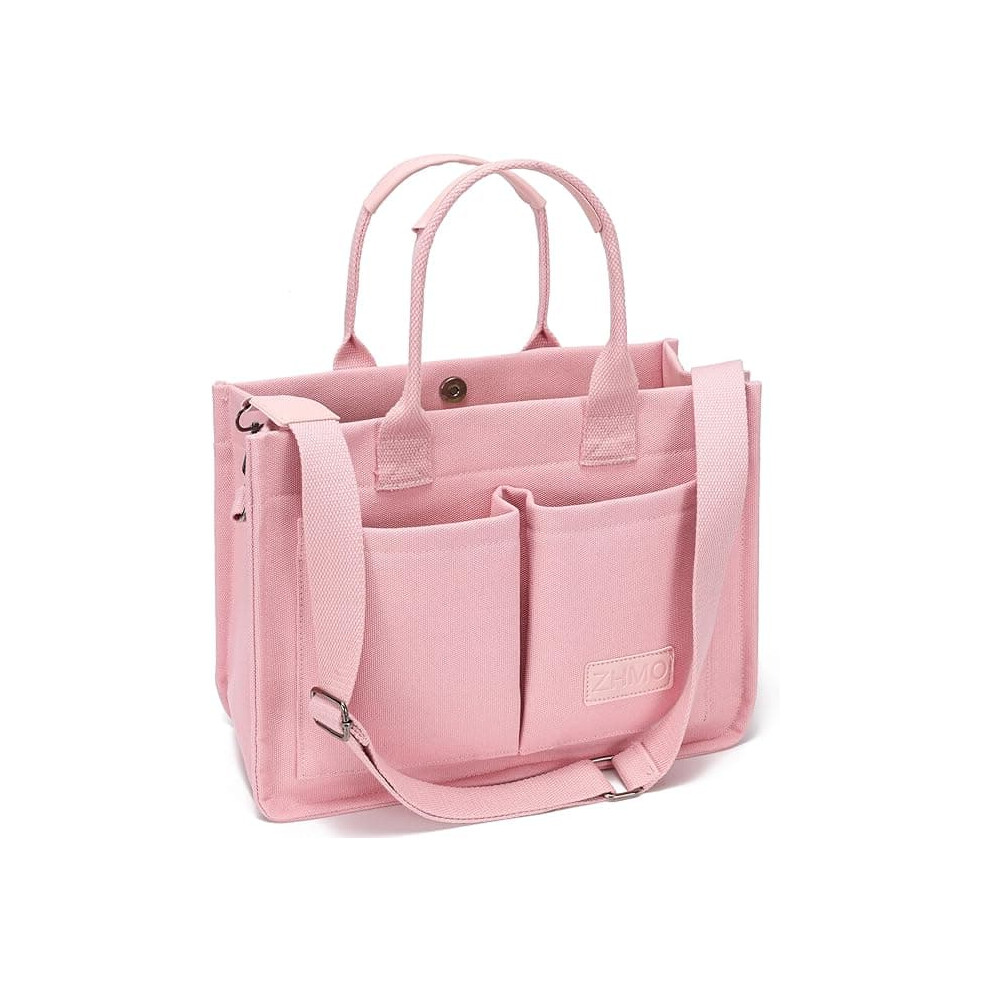 Women's Canvas Tote Bag With Laptop Compartment Pink 962029256335