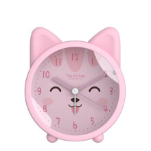 JUSTUP Kids Animal Alarm Clock Silent Silicone Pink Cat