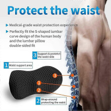 (1pc, blue) Lumbar Support Pillow for Office Chair and Car Seat, Memory Foam Lower Back Pillow, Neo Cushion for Low Back Pain Relief