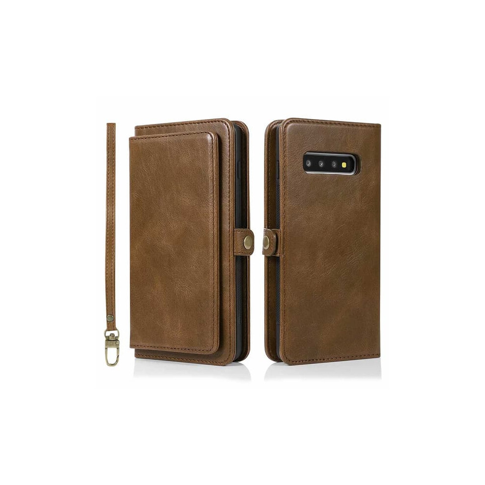 Double Wallet Case For Samsung Galaxy S10 Brown 962029566595