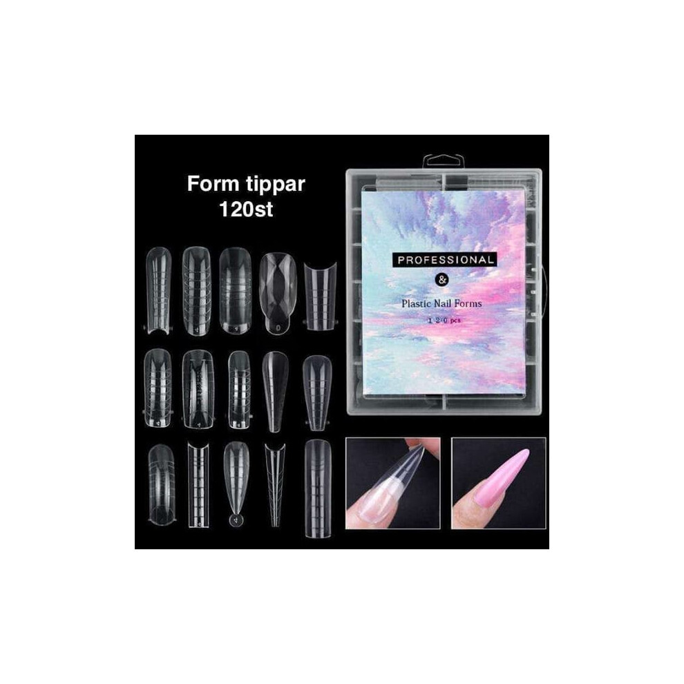Nail forms for polygel acrylic nails transparent 120 pcs