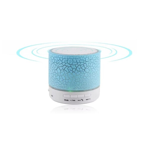 Altoparlante Bluetooth con LED, portatile e mini, bianco.