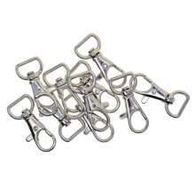 Swivel Half-Round Rings with Carabiner Silver 10 pcs 1.5 cm