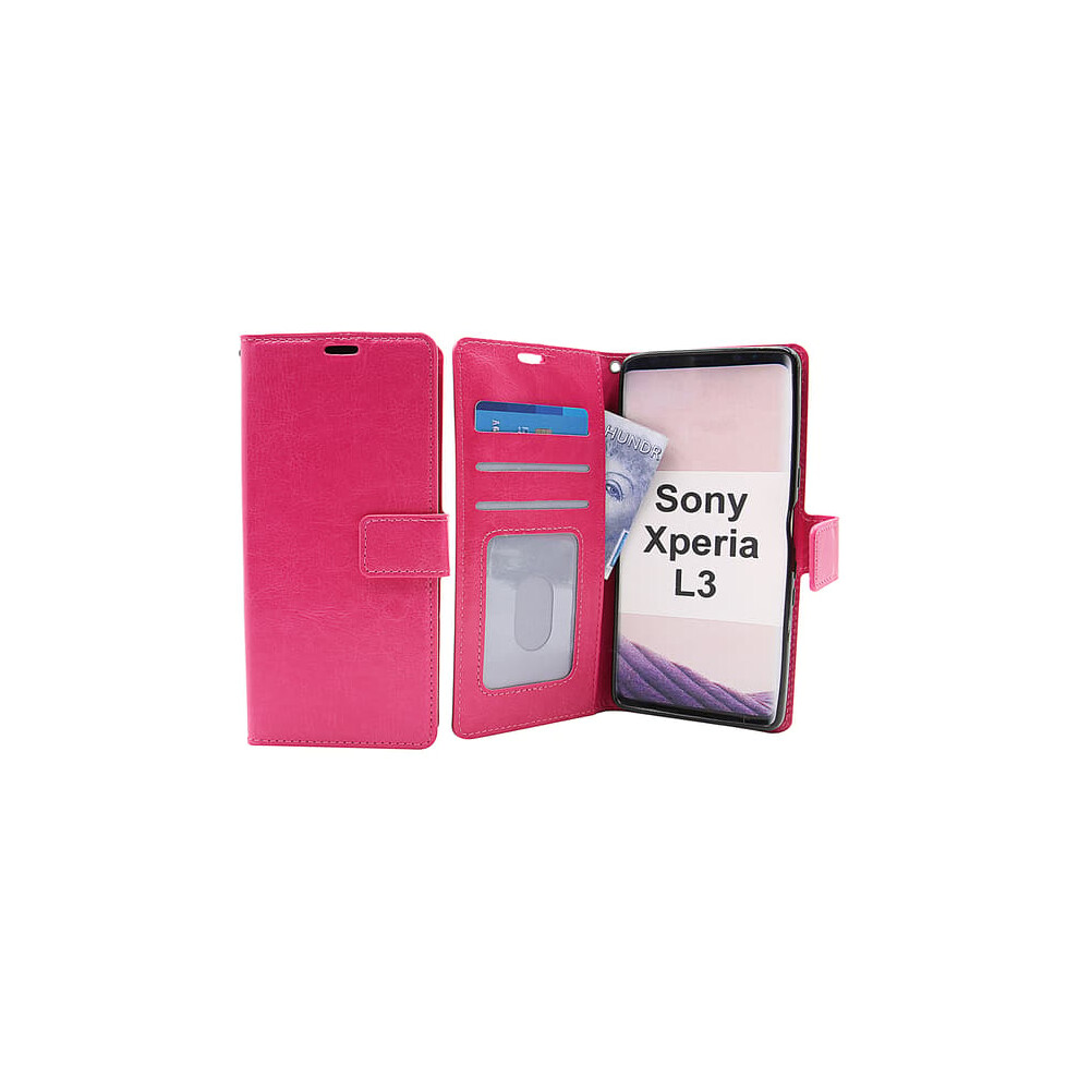 Crazy Horse Wallet For Sony Xperia L3 Hot Pink 962029578789