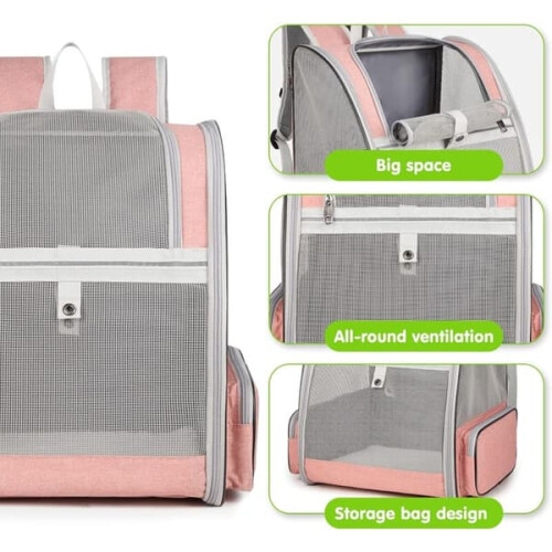 Foldable Mesh Pet Backpack with Metal Frame for Dogs and 2
