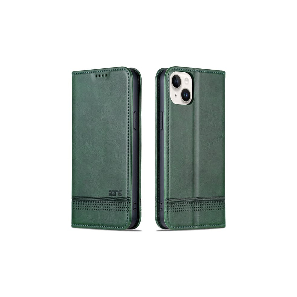 Iphone 15 Wallet Case Leather Dark 3-Card Slots Green 962029567936
