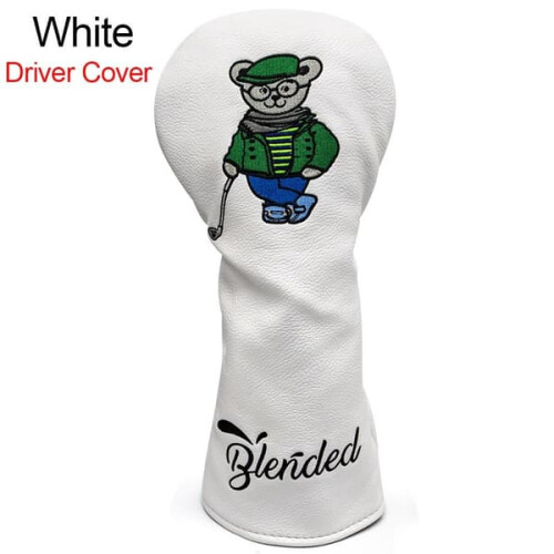 Golf driver head cover white 1 piece