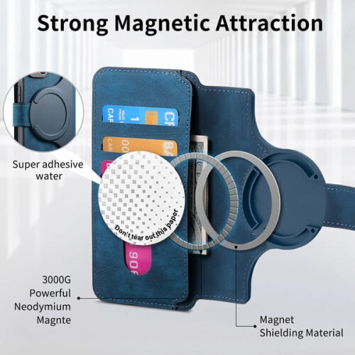 Capa com proteção RFID e MagSafe, design separável em duas peças, compatível com a série Samsung Galaxy (roxa), compatível com Samsung A04S. 2