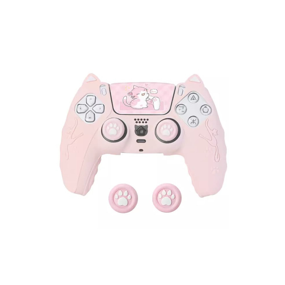 Cat Paw Ps5 Controller With Hand Grip And Silicone Pink 962029581499