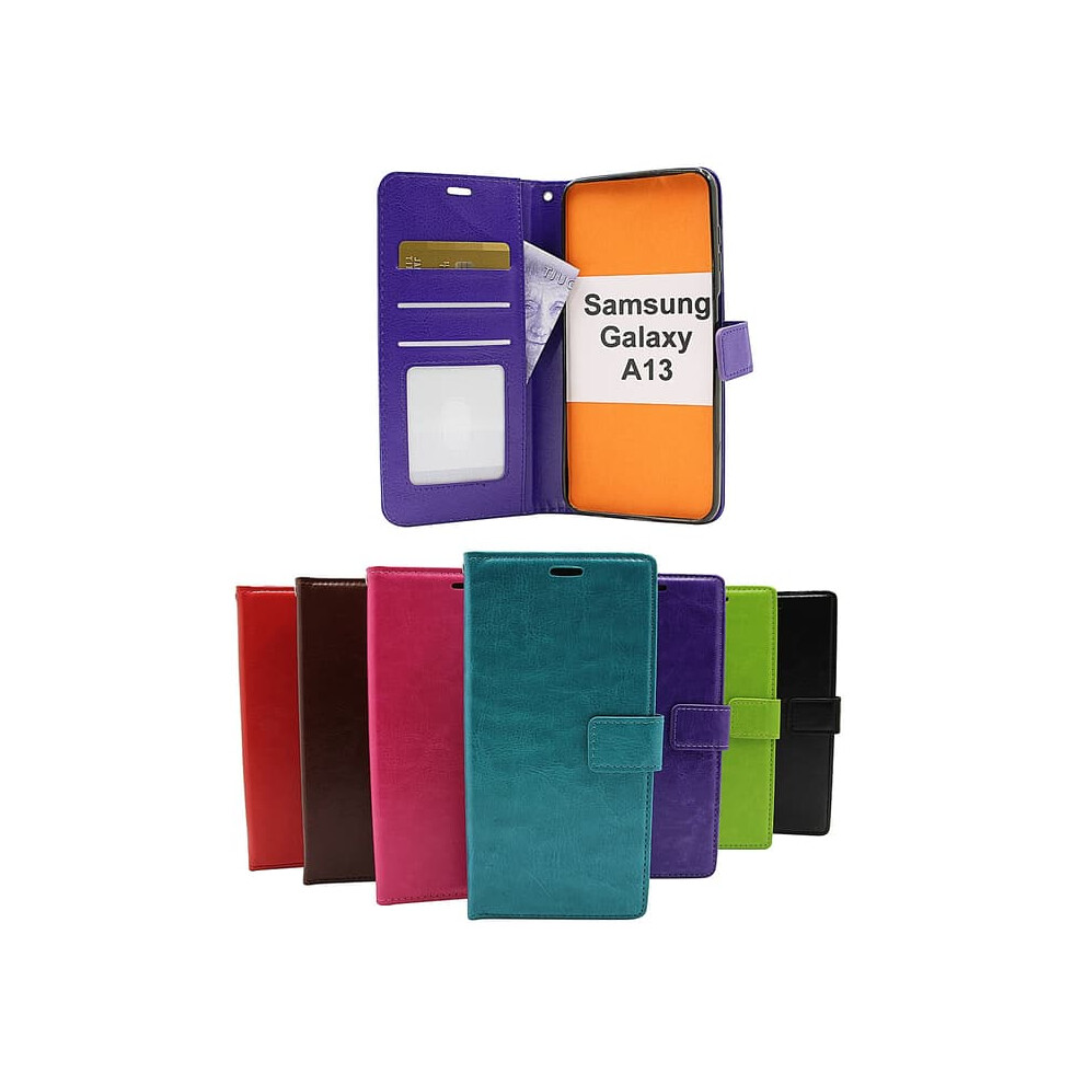 Crazy Horse Wallet For Samsung Galaxy A13 A135f Ds Hot Pink 962029575696