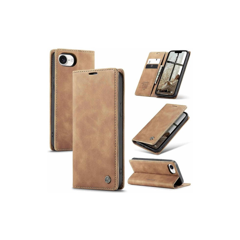 Iphone 16E Wallet Case Pu Leather Stand Brown 962029263234