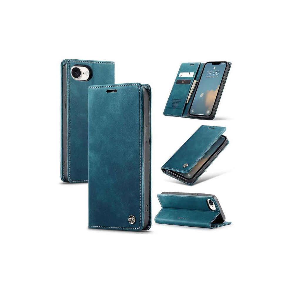 Iphone 16E Wallet Case Pu Leather Stand Case Blue 962029263357